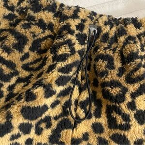 Leopard Sherpa Shorts in Black & Camel